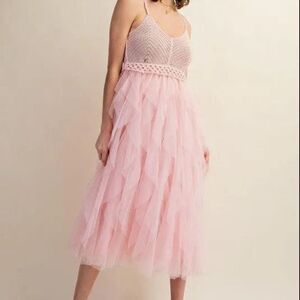 Lovely Tulle Midi Crochet Dress